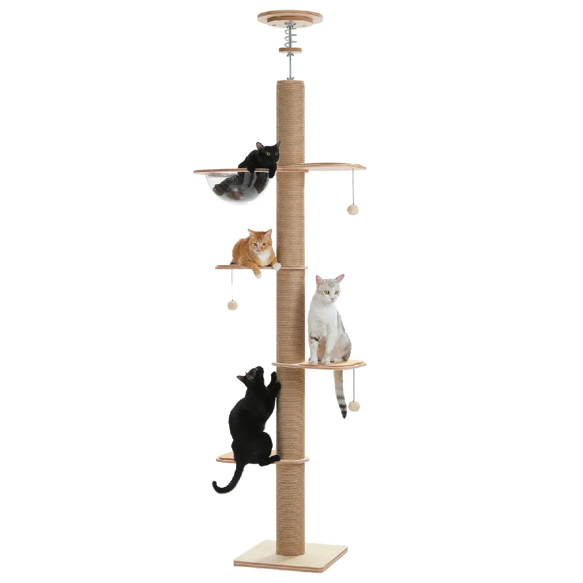 Meilleurs prix pour Arbre à Chat du Sol au Plafond Poteaux XXL 200-261 cm Beige