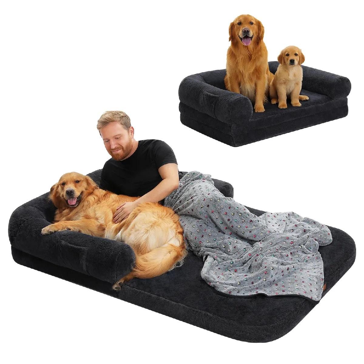 Lit pour Chien et Humain XXL 183 cm Gris