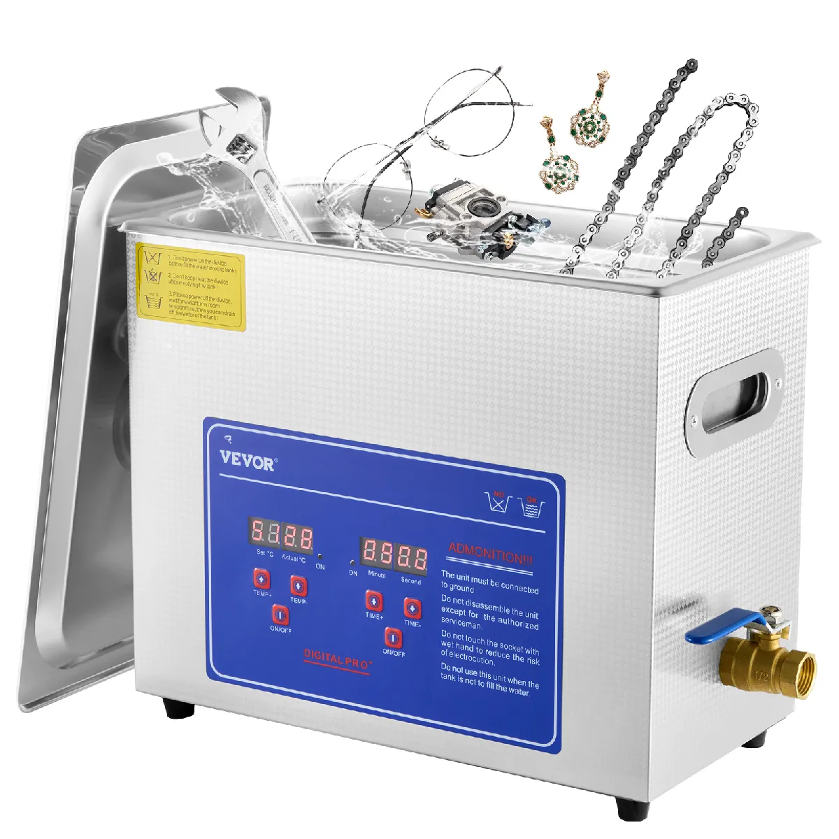 VEVOR Nettoyeur A Ultrasons 6 L Ultrasonic Cleaner Professionnel Nettoyeur Digital Affichage Ultrasonique (6 L)
