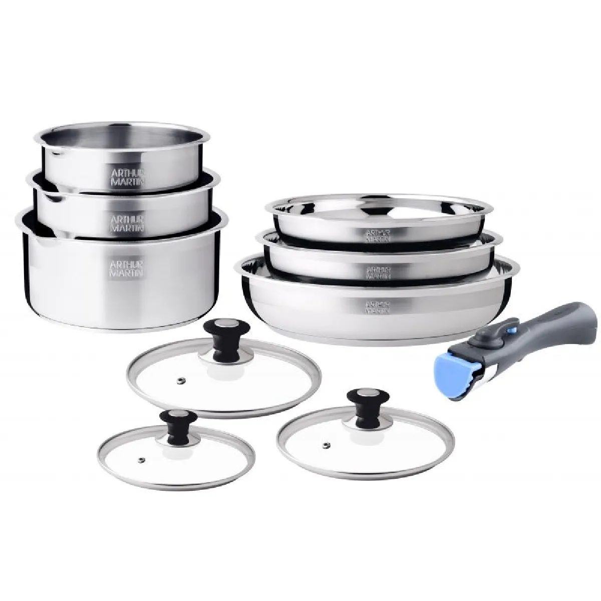 Arthur Martin Batterie De Cuisine Inox 10 Pcs 5540 - Image 3