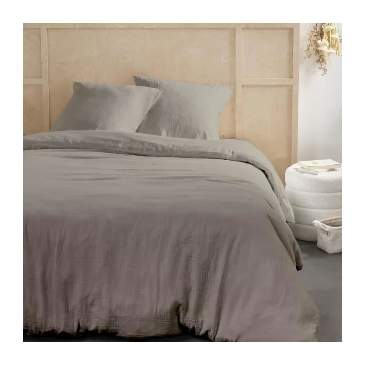 Parure de lit - TODAY - 123322 - 2 personnes - 260x240cm - Gaze de coton unie - Dune