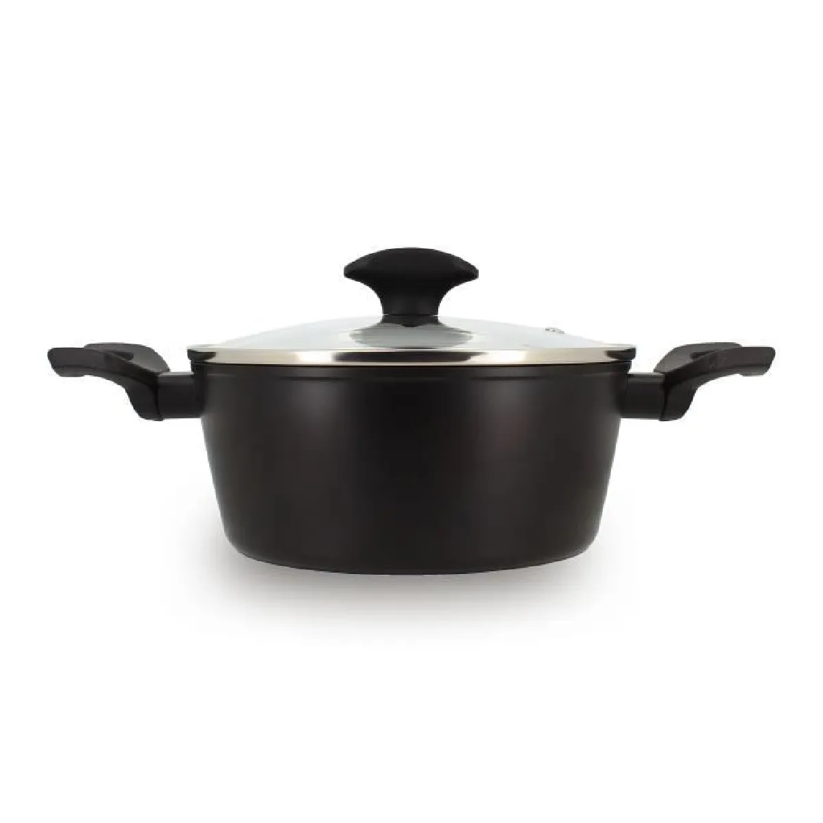 Menastyl - Faitout first 20cm en aluminimun noir induction avec couvercle - Noir