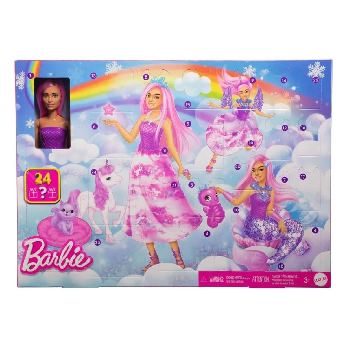 Barbie Calendrier de ’Avent Avec poupée mode et 24 surprises Barbie JFL66