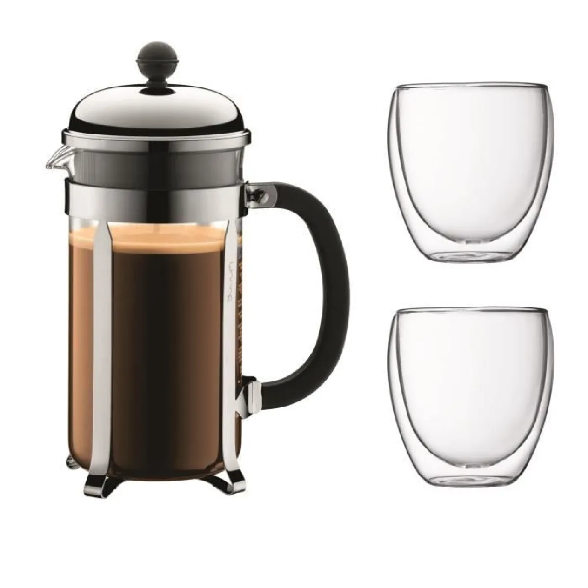 BODUM CHAMBORD Set cafetière à piston 8 tasses Avec 2 verres double paroi Pavina - vue 5