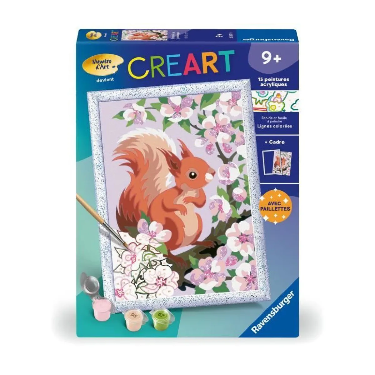 CreArt Kids 18x24cm Écureuil au printemps, Kit de peinture par numéros Numéro d'Art, Des 9 ans, 25837, Ravensburger