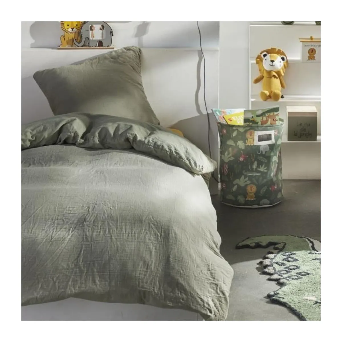 parure de lit - - 123327 - 1 personne - 140x200 cm - gaze de coton unie - sauge