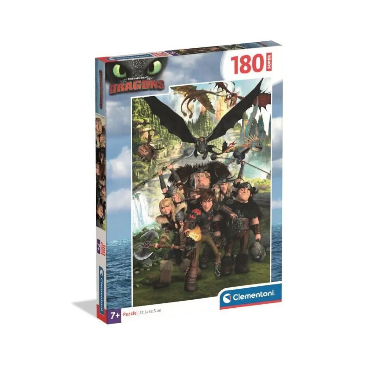 Clementoni Puzzle Enfant 180 Pièces Dragontrainer Fabriqué en Italie 29793