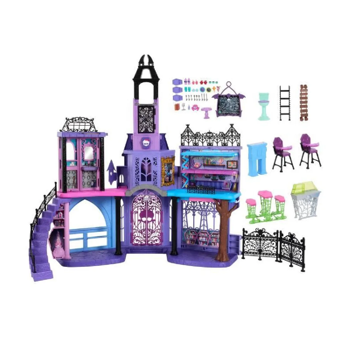 MONSTER HIGH Le Lycée Hanté-Maison de Poupées, plus de 35 accessoires - Monster High - HLP88