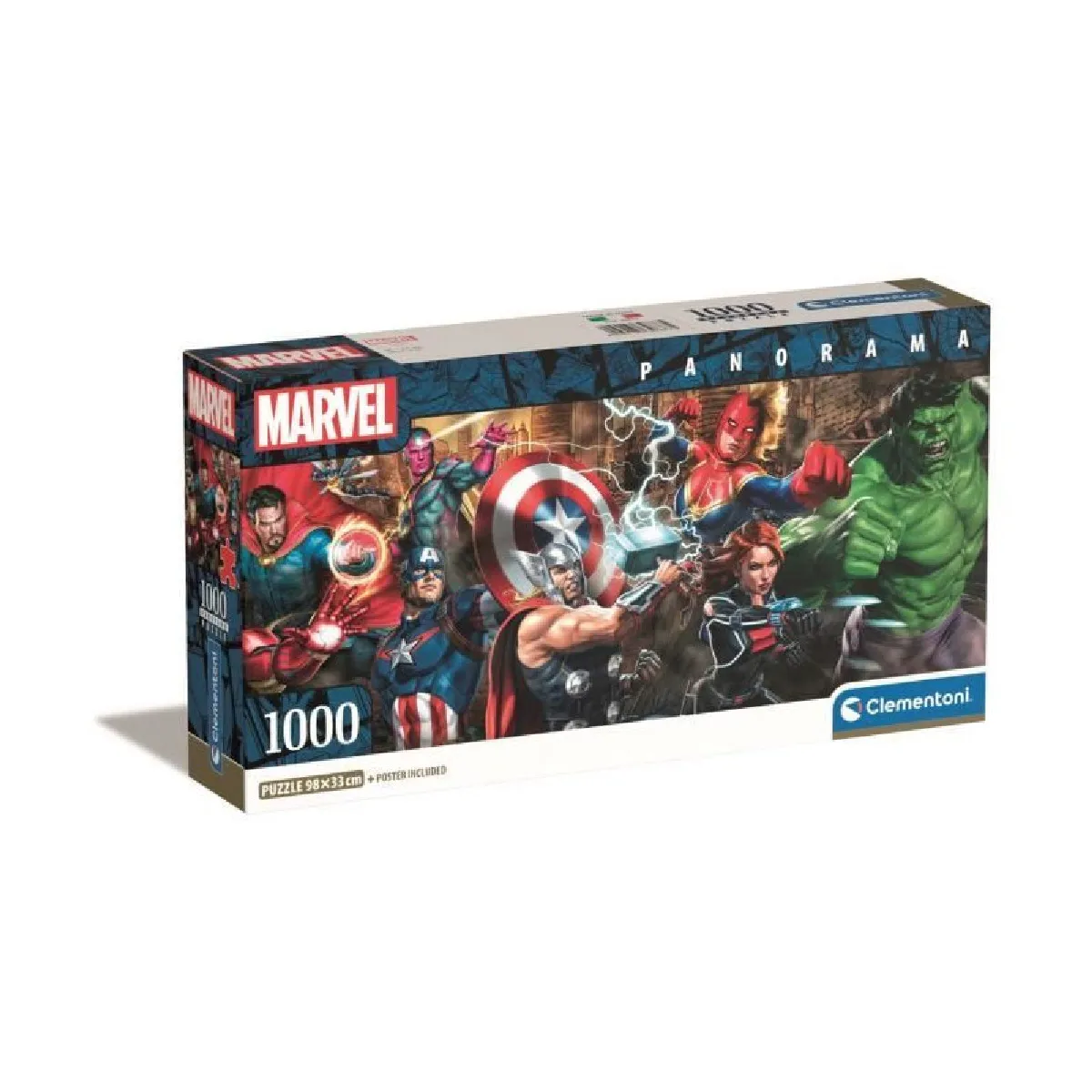 CLEMENTONI Compact 1000 pièces Panorama Marvel The Avengers