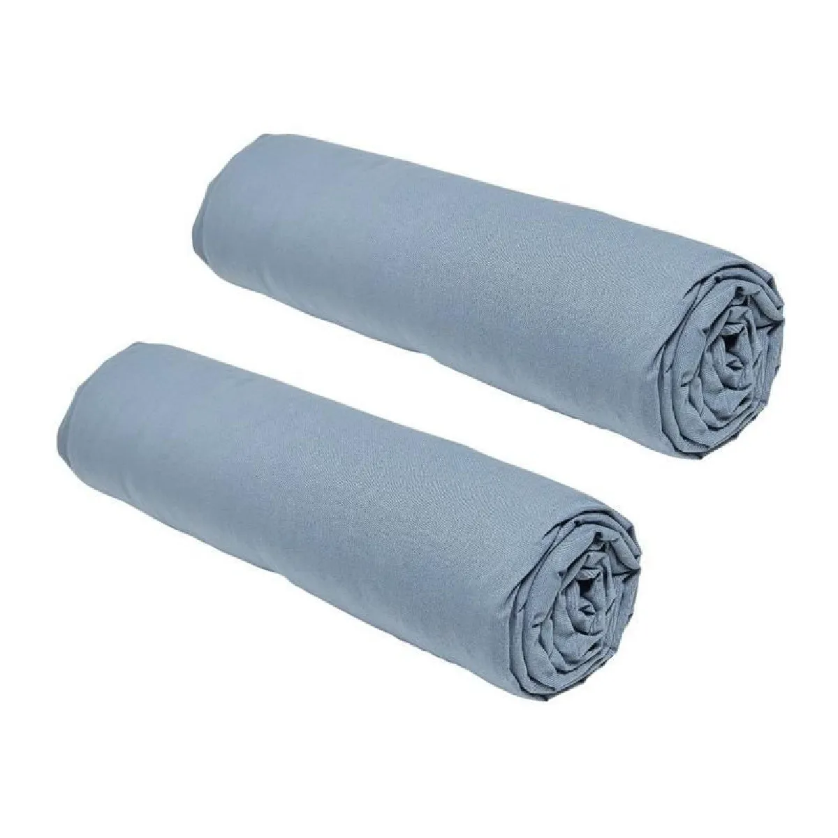 lot de 2 draps housses essential - 160 x 200 cm - 2 personnes - 100% coton - denim