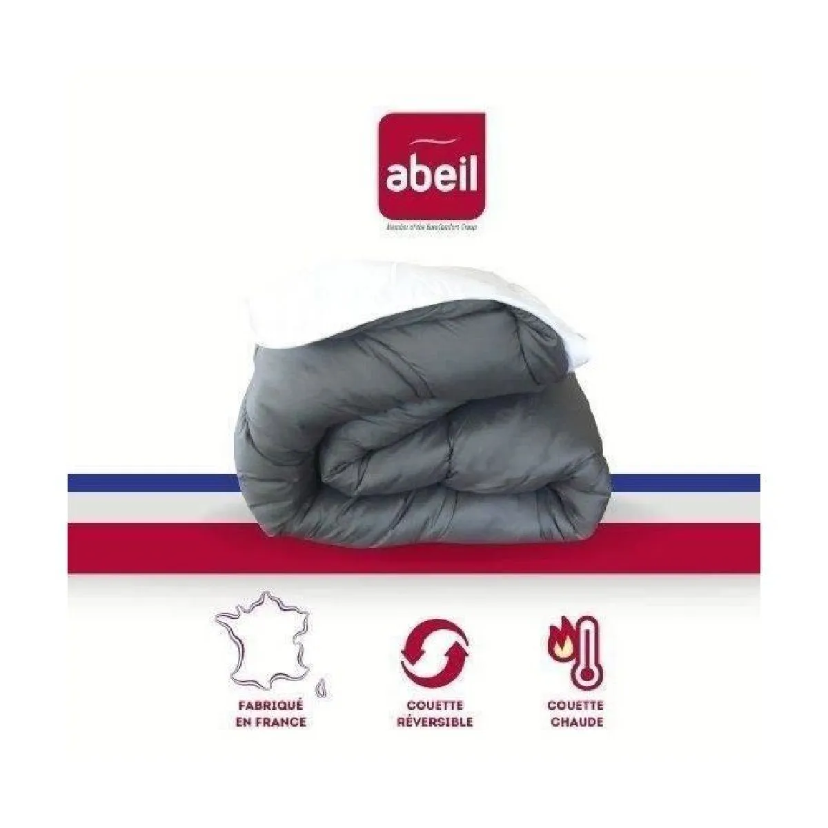 ABEIL Couette Bicolore - 200 x 200 cm - Blanc et gris