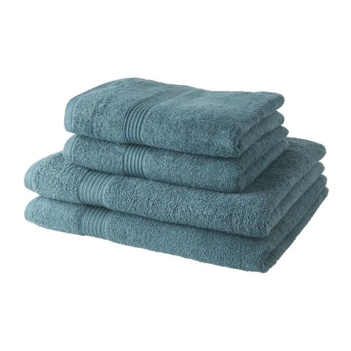 2 Serviettes de bain TODAY 50x90 + 2 Draps de bain 70x130 cm 100% Coton - Paon