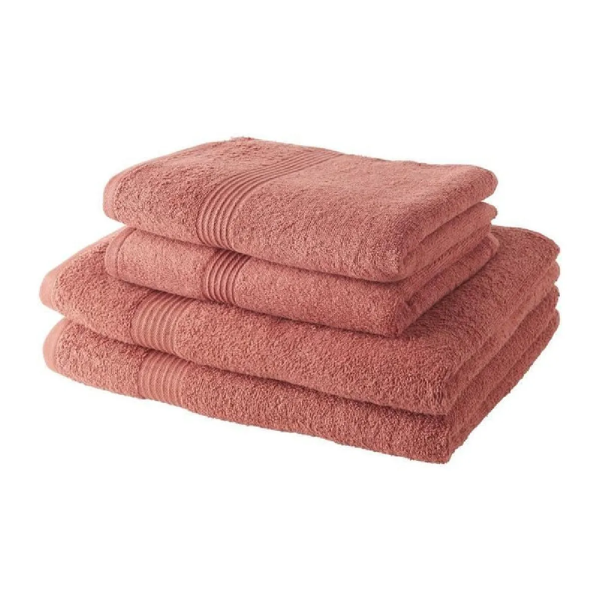 Serviette de bain TODAY Lot de 2 serviettes de bain 50x100 cm + 2 draps de bain 70x130 cm terracotta 100% coton