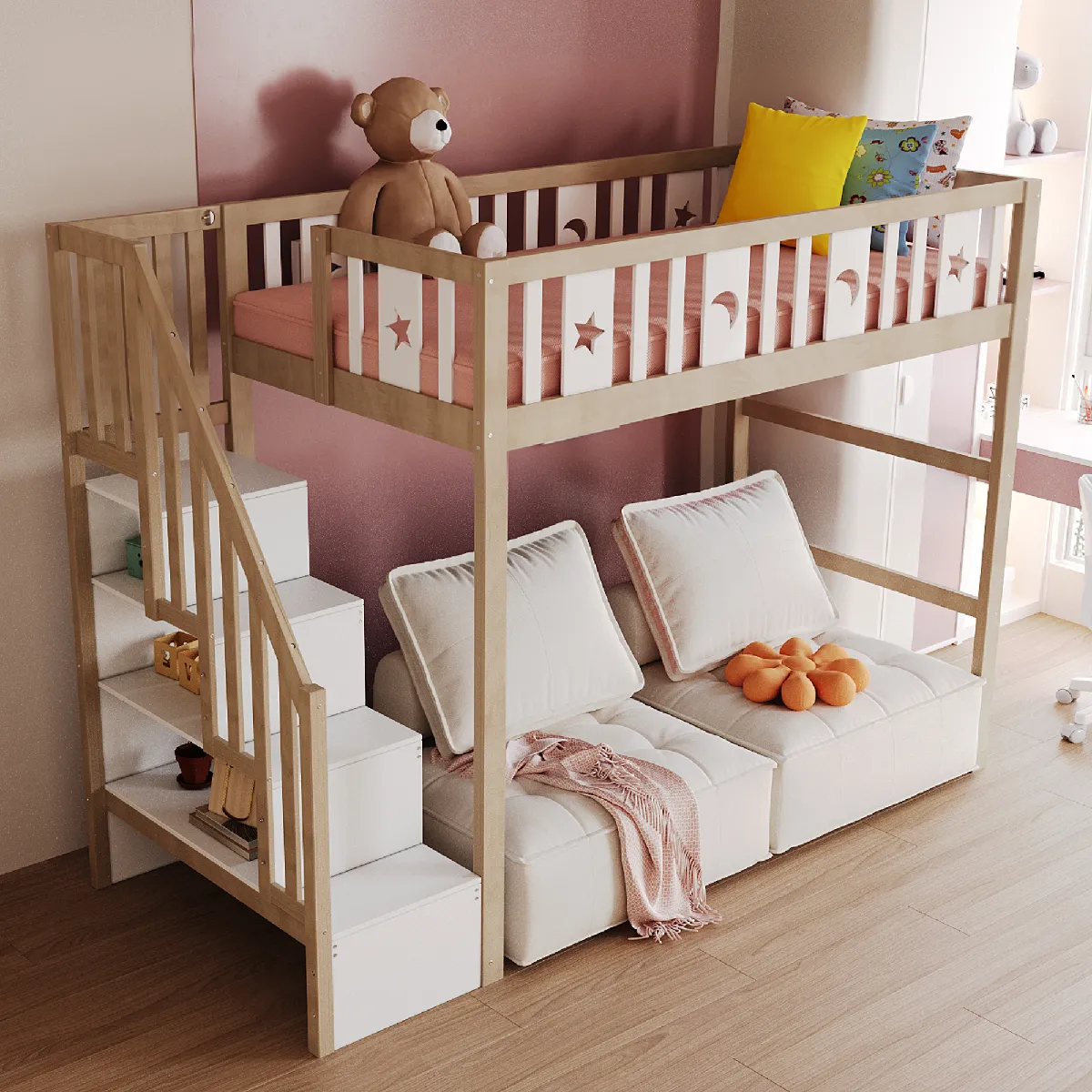 Lit mezzanine 90x200 cm Lit modulable - Bois