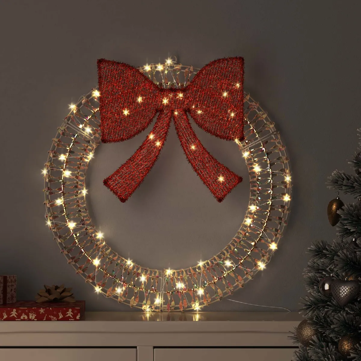 vidaXL Couronne avec 60 LED chaud 75 cm PET