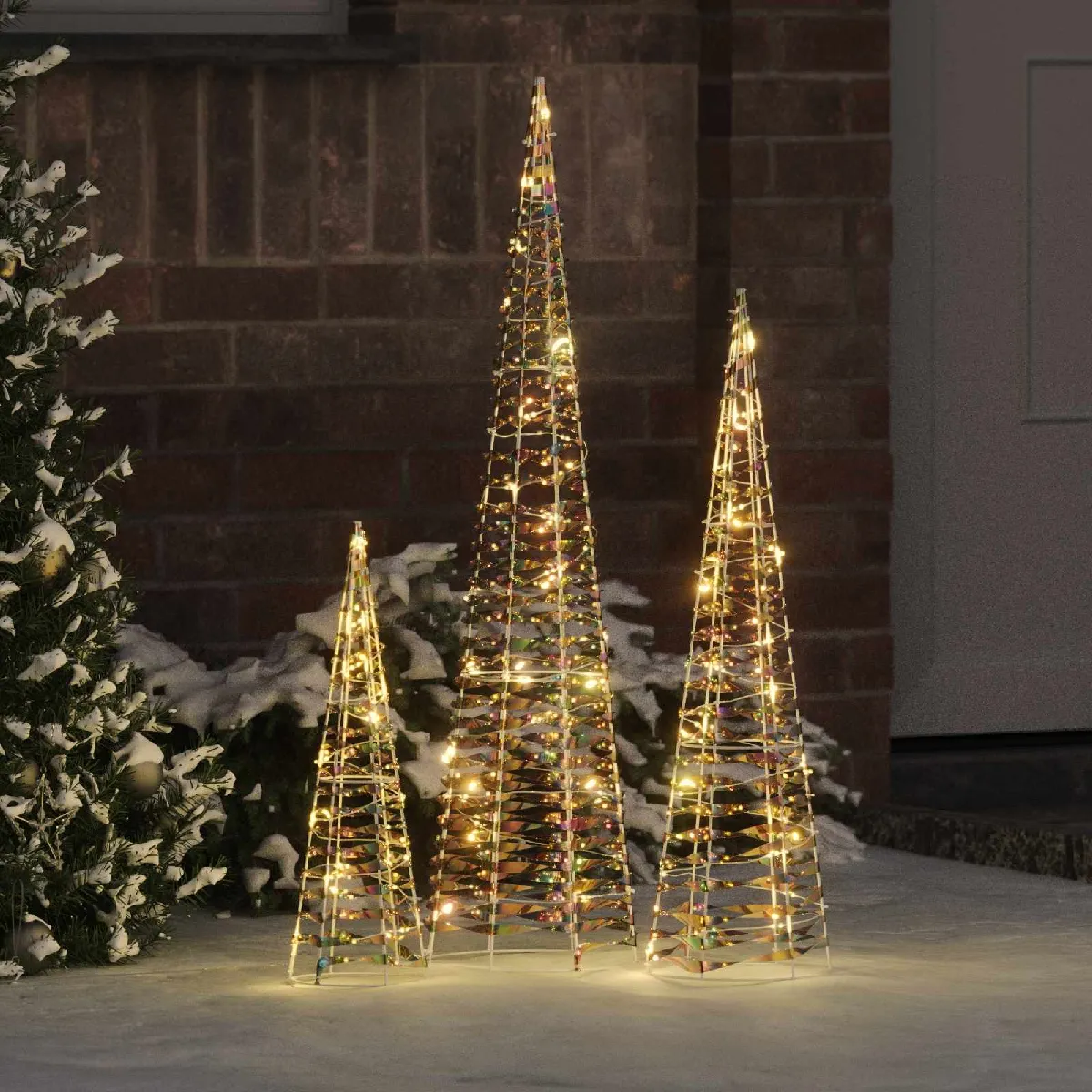 vidaXL Sapin de Noël avec 90 LED 3 pcs chaud 20 x 20 x 80 cm PET