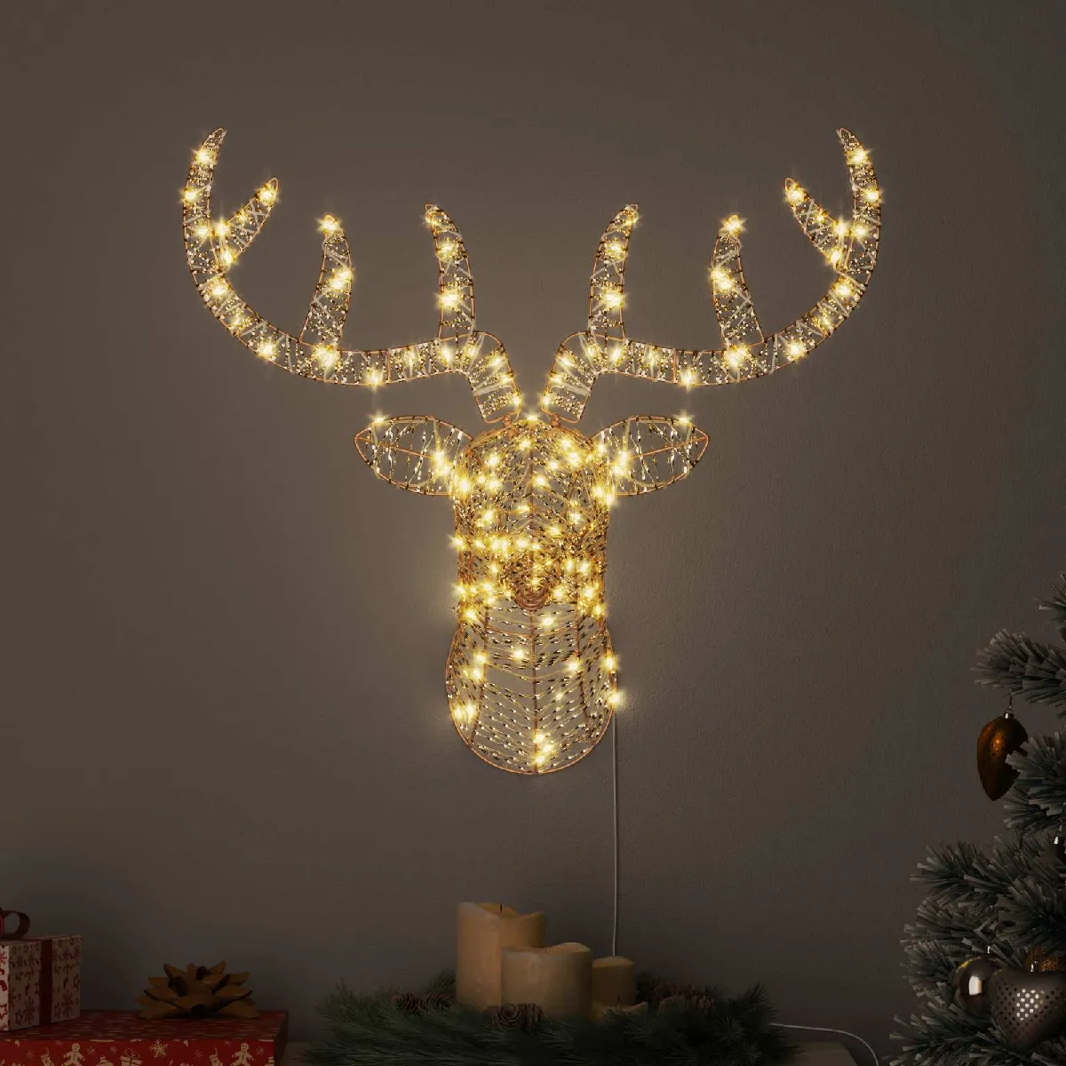 vidaXL Traîneau tiré par un renne chaud 60 cm PET - vue 2