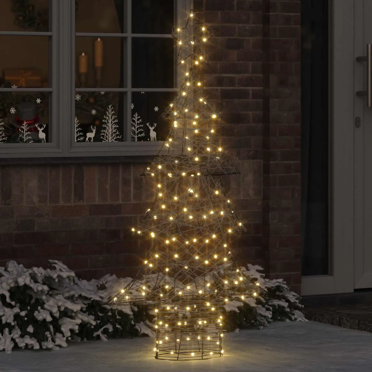 vidaXL Sapin de Noël avec 160 LED chaud 150 cm Rotin - vue 2