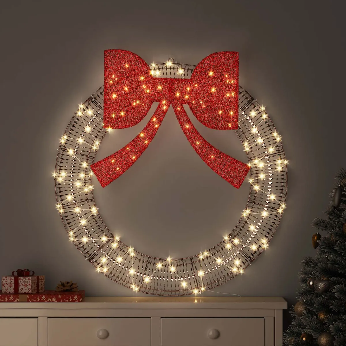 vidaXL Couronne avec 150 LED chaud 120 cm PET