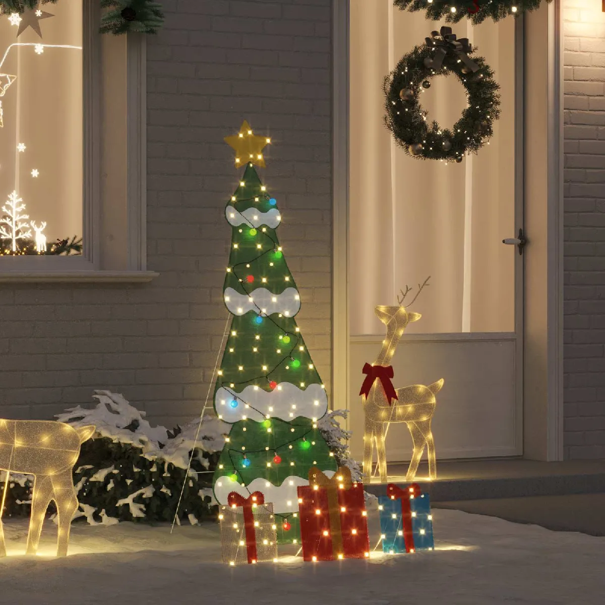 vidaXL Sapin de Noël lumineux avec 3 boîtes cadeaux 2D chaud