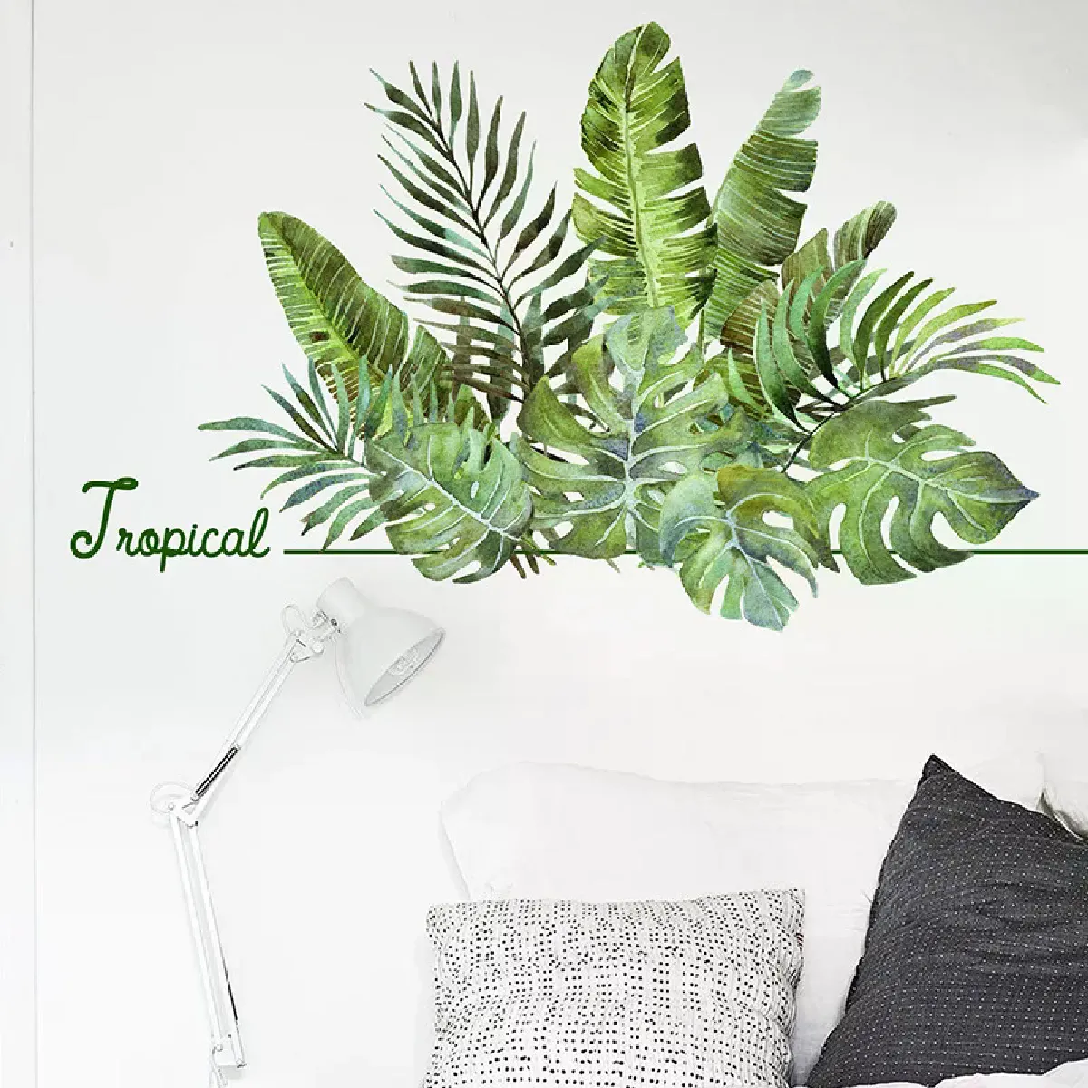 FUFUQUARE Autocollants Muraux Plantes Vertes En Pot – Stickers Feuilles Tropicales Amovibles PVC Pour Salon, Chambre, Bureau