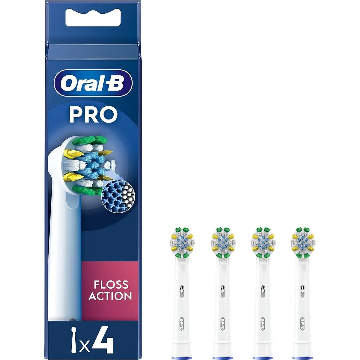 Oral-B Têtes de brosse à dents électrique - Pro Floss Action - Lot de 4 - Poils en X CrossAction - Indicateur dusure