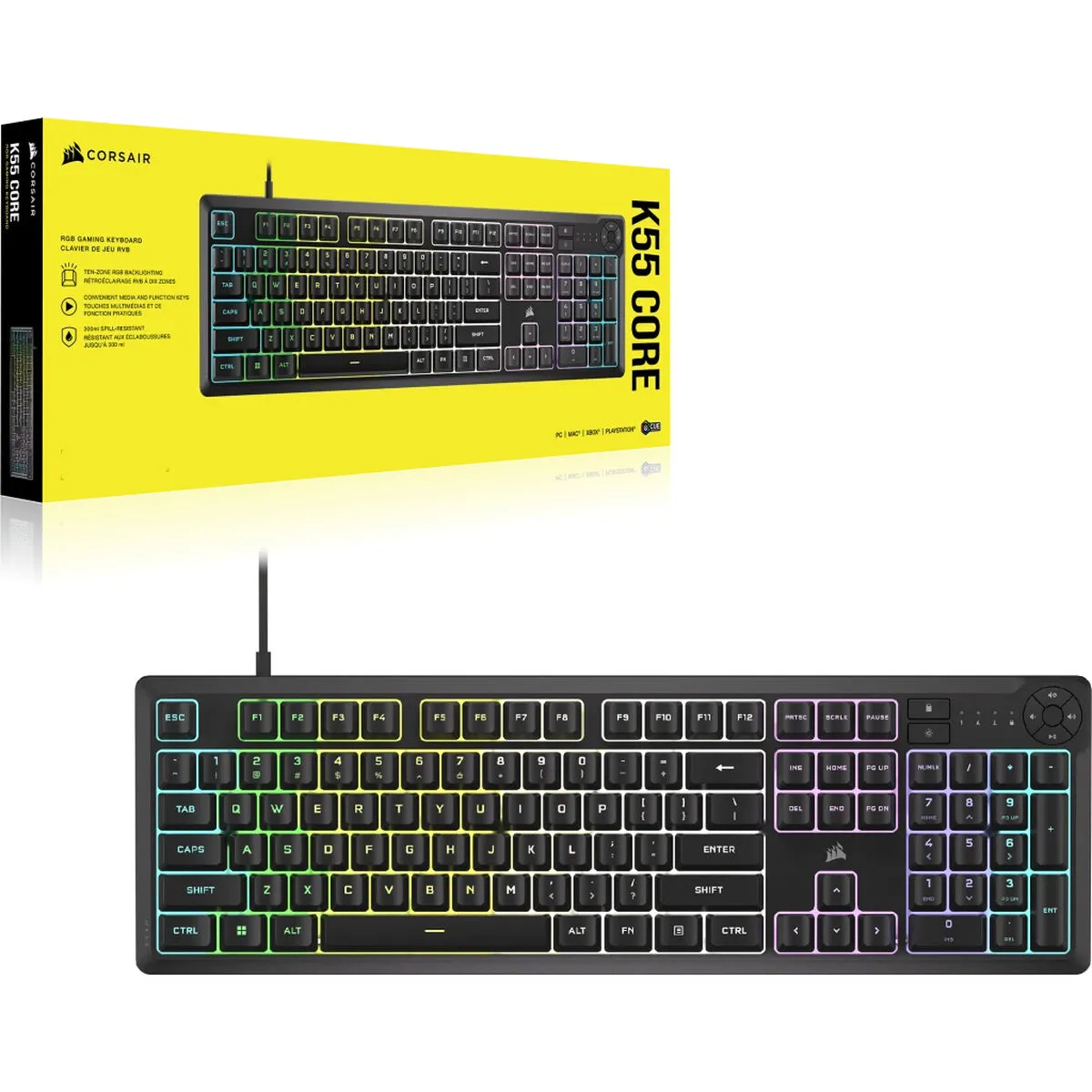 Clavier Corsair K55 CORE CH 9226C65 PT Azerty Français - vue 2