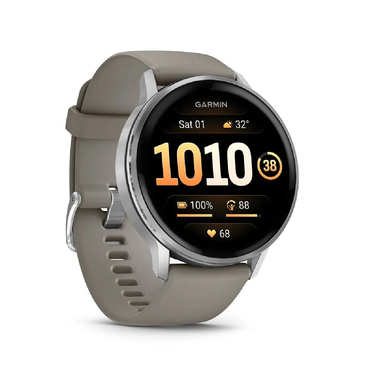 Montre connectée Garmin Venu 4 45 mm Noir et Argent avec bracelet silicone Gris