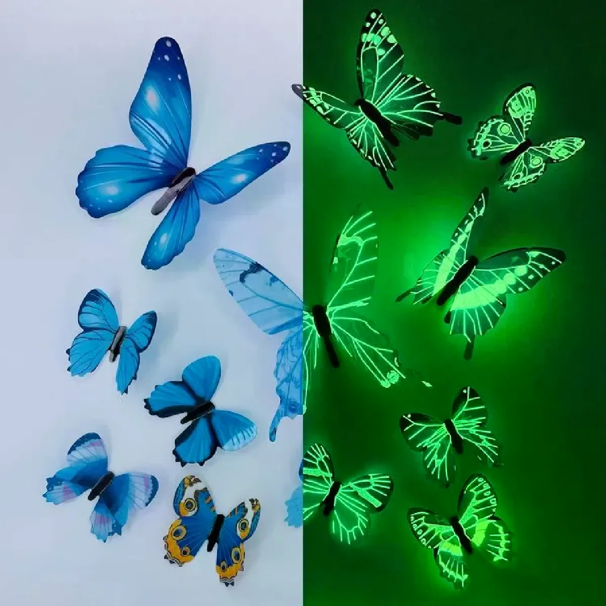CYUaoao – 12 Paires De Stickers Muraux Papillons 3D – Dégradé Holographique – Décoration Chambre, Fête, Mariage, Anniversaire – Autocollants DIY