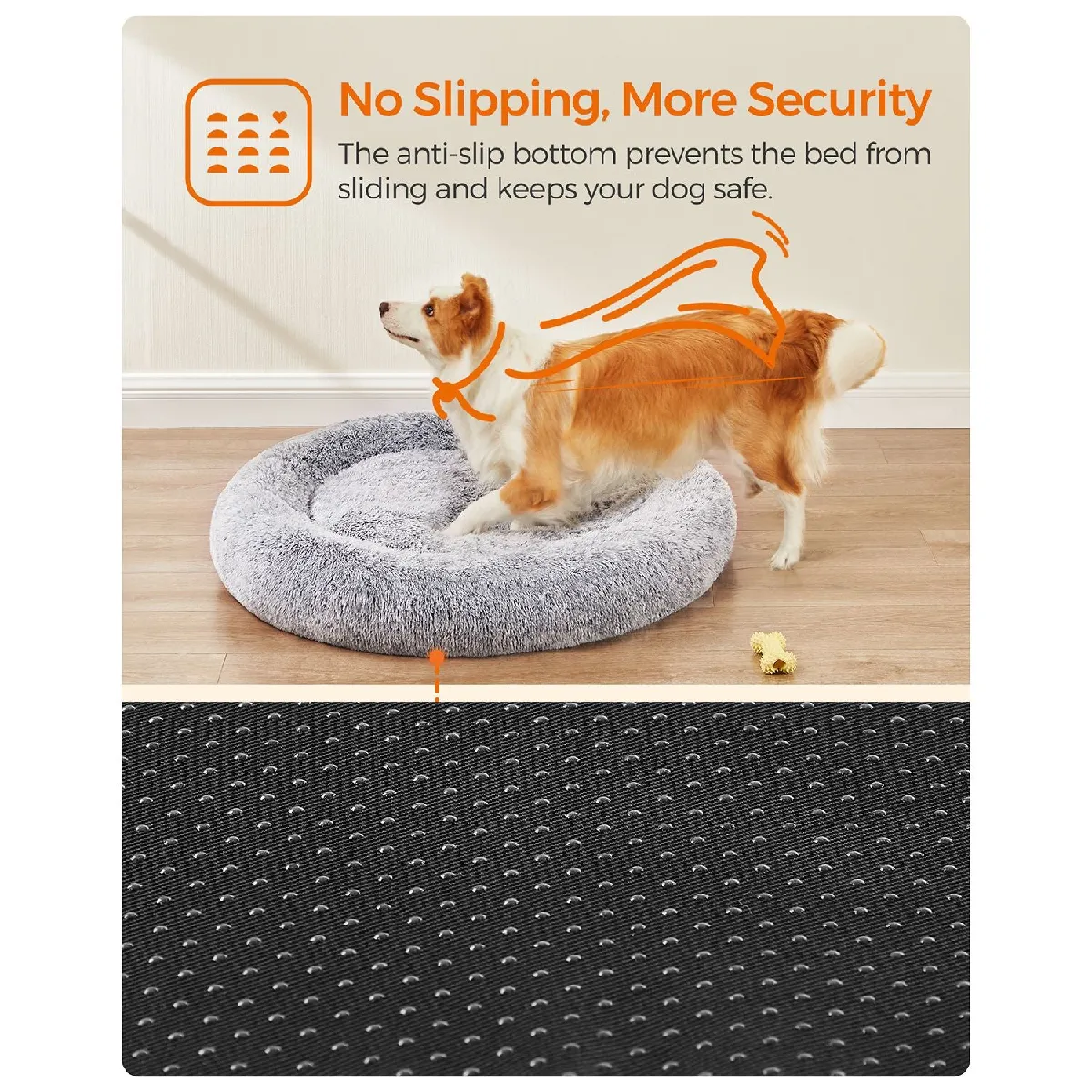 Comparer les prix de Panier pour chien lit ronde en forme de beignet canapé coussin central amovible et lavable tissu peluche doux ø100 cm gris clair 12_0006846