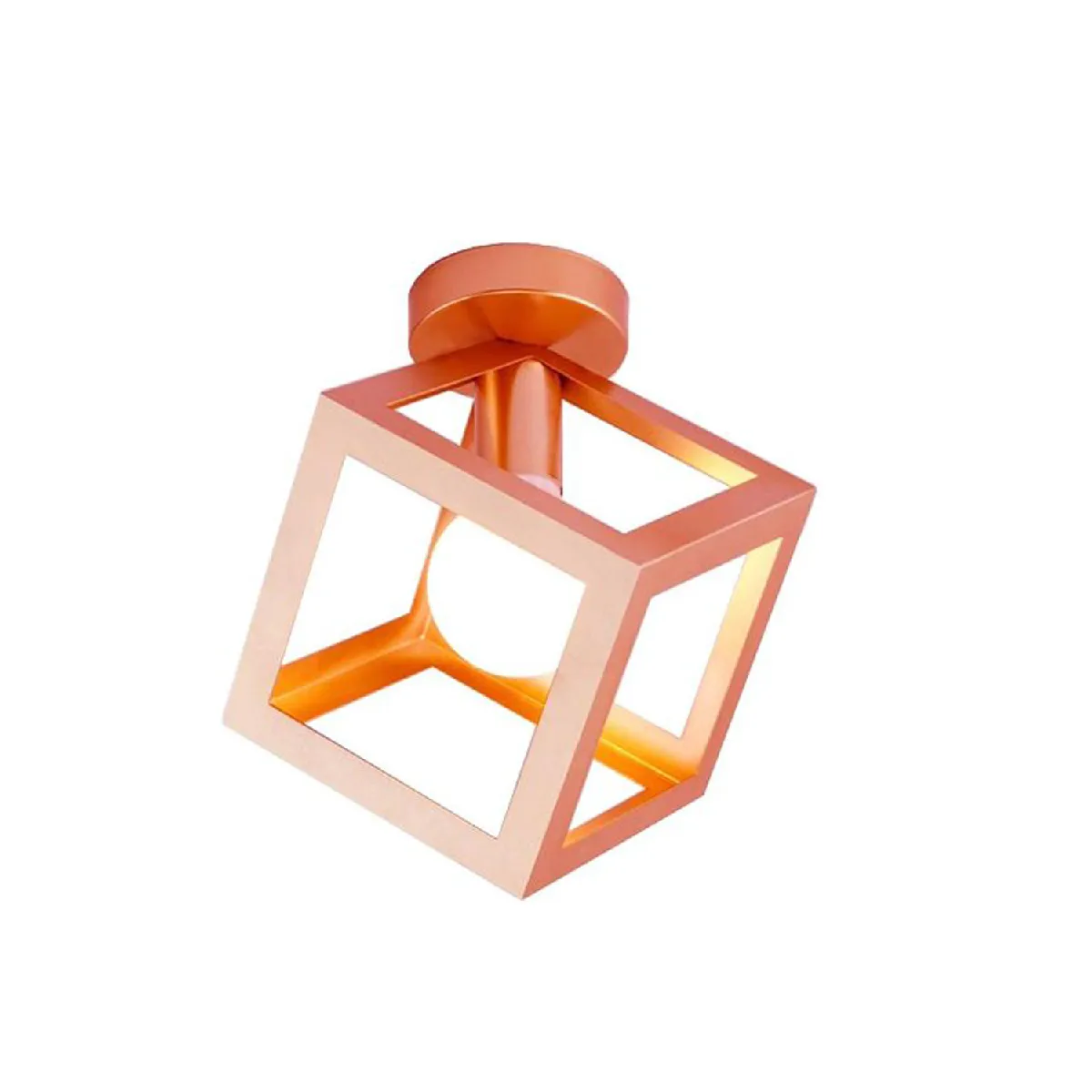 Stoex plafonnier cube métal – rose poudré