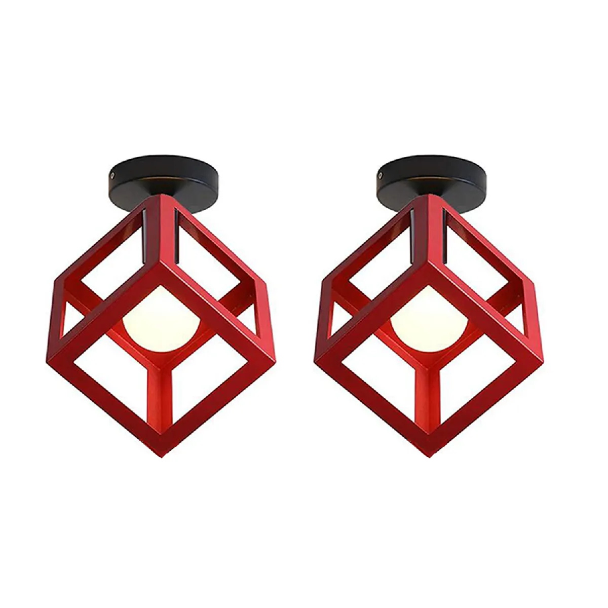 Stoex plafonnier cube industriel - Rouge