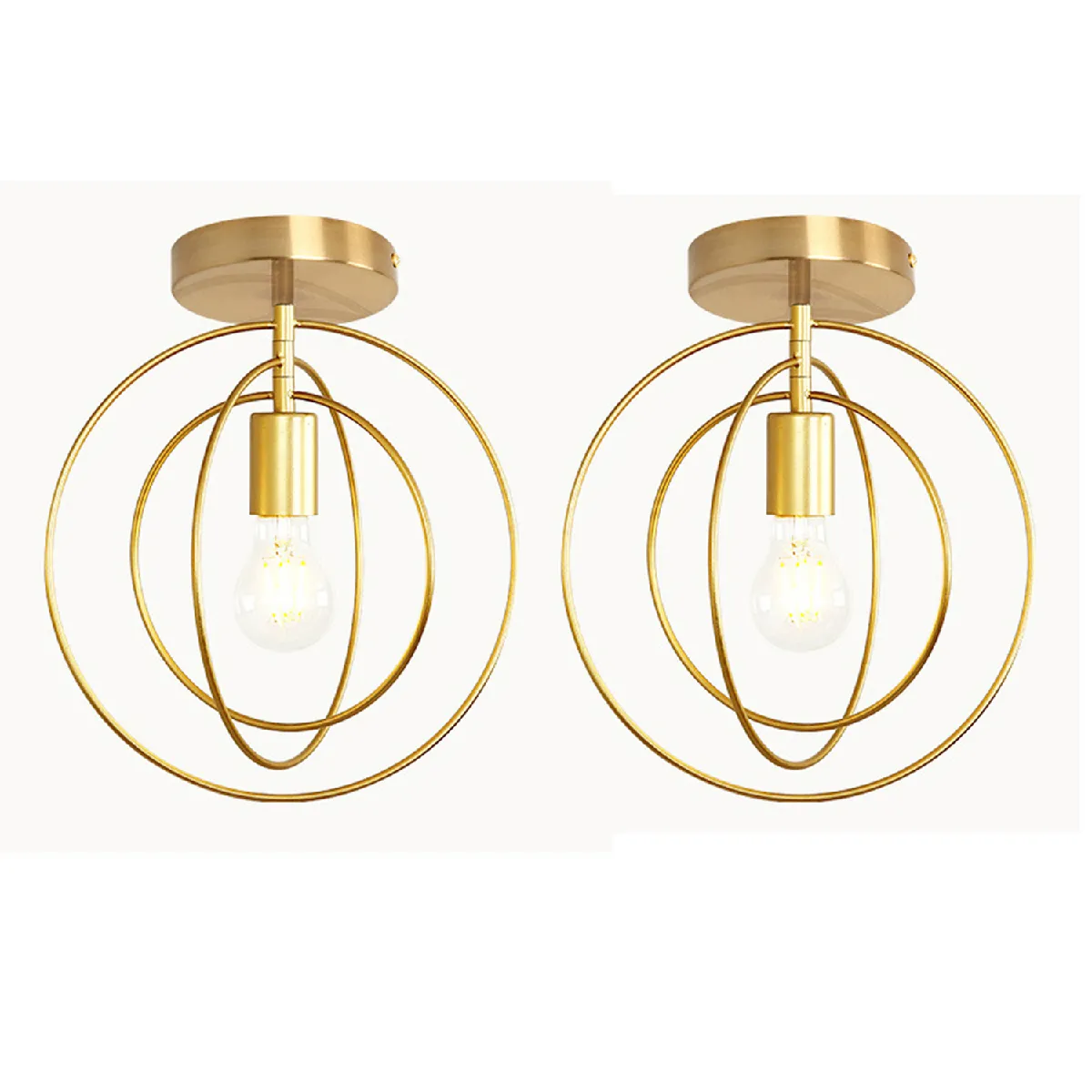 Stoex plafonnier rond moderne 2 lampes - Jaune