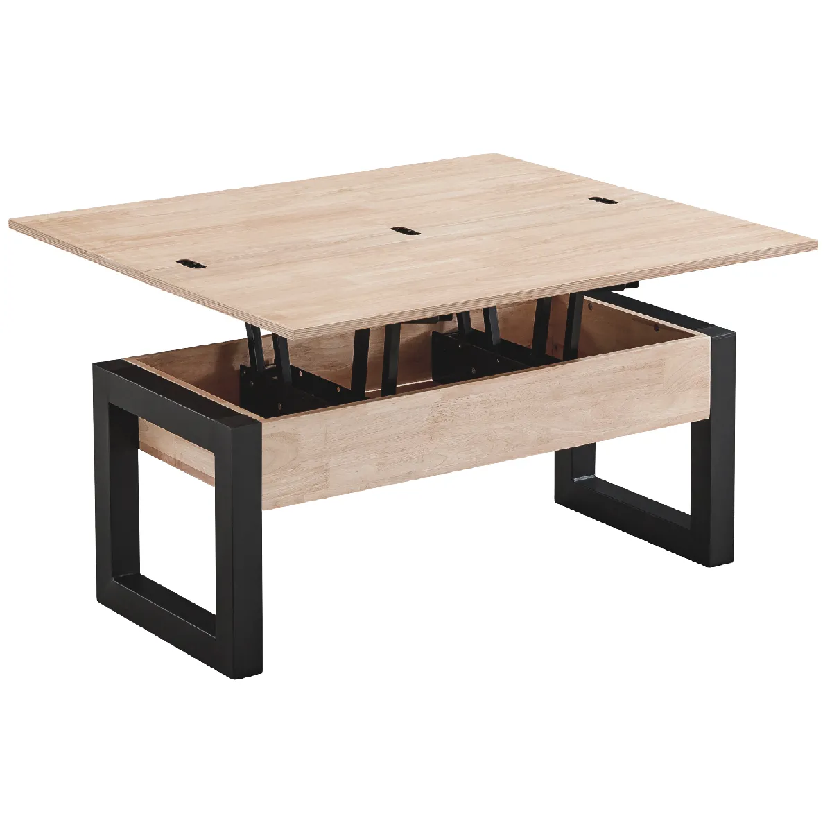 Meilleurs prix pour Table basse relevable et extensible coloris chêne nordique/Noir - Longueur 110 x Profondeur 102 - 110 x Hauteur 51 cm