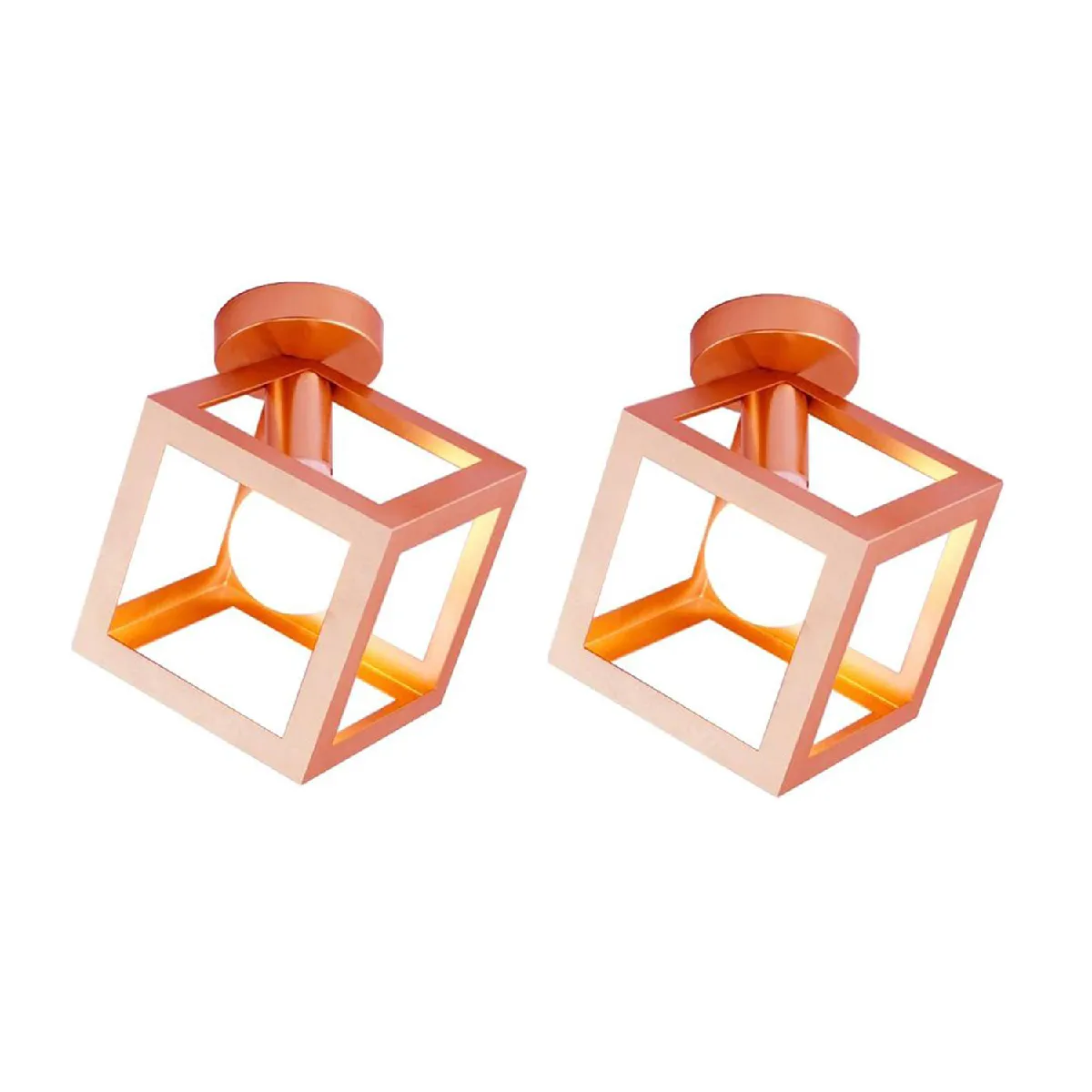 Stoex Plafonnier cage cube rétro - Rose poudre