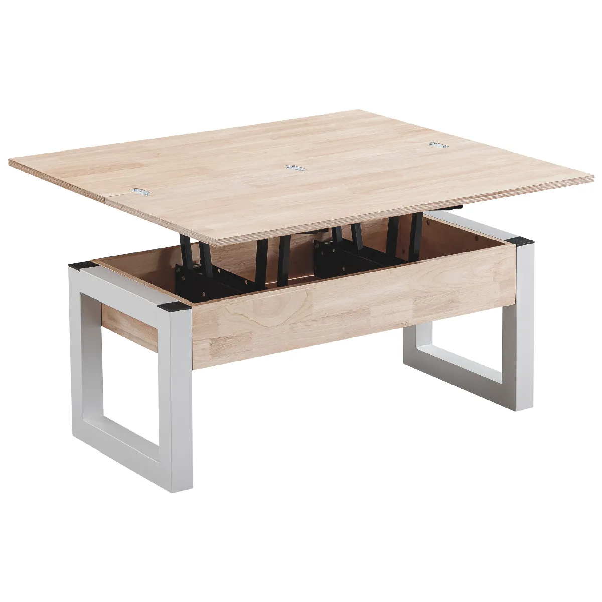 Meilleurs prix pour Table basse relevable et extensible coloris chêne nordique/Blanc - Longueur 110 x Profondeur 102 - 110 x Hauteur 51 cm