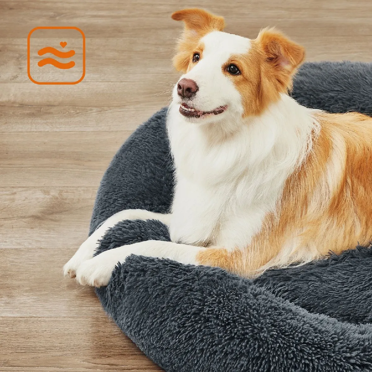 Meilleurs prix pour Panier pour chien lit ronde en forme de beignet canapé coussin central amovible et lavable tissu peluche doux 100 cm gris 12_0006847