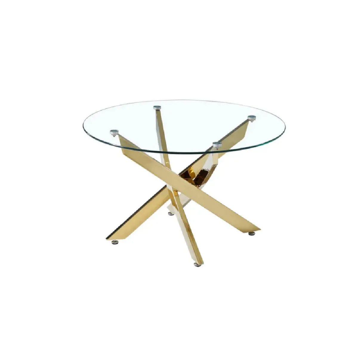 Comparer les prix de Table basse ronde JESSY pieds Gold et plateau en verre TRANSPARENT 80 cm