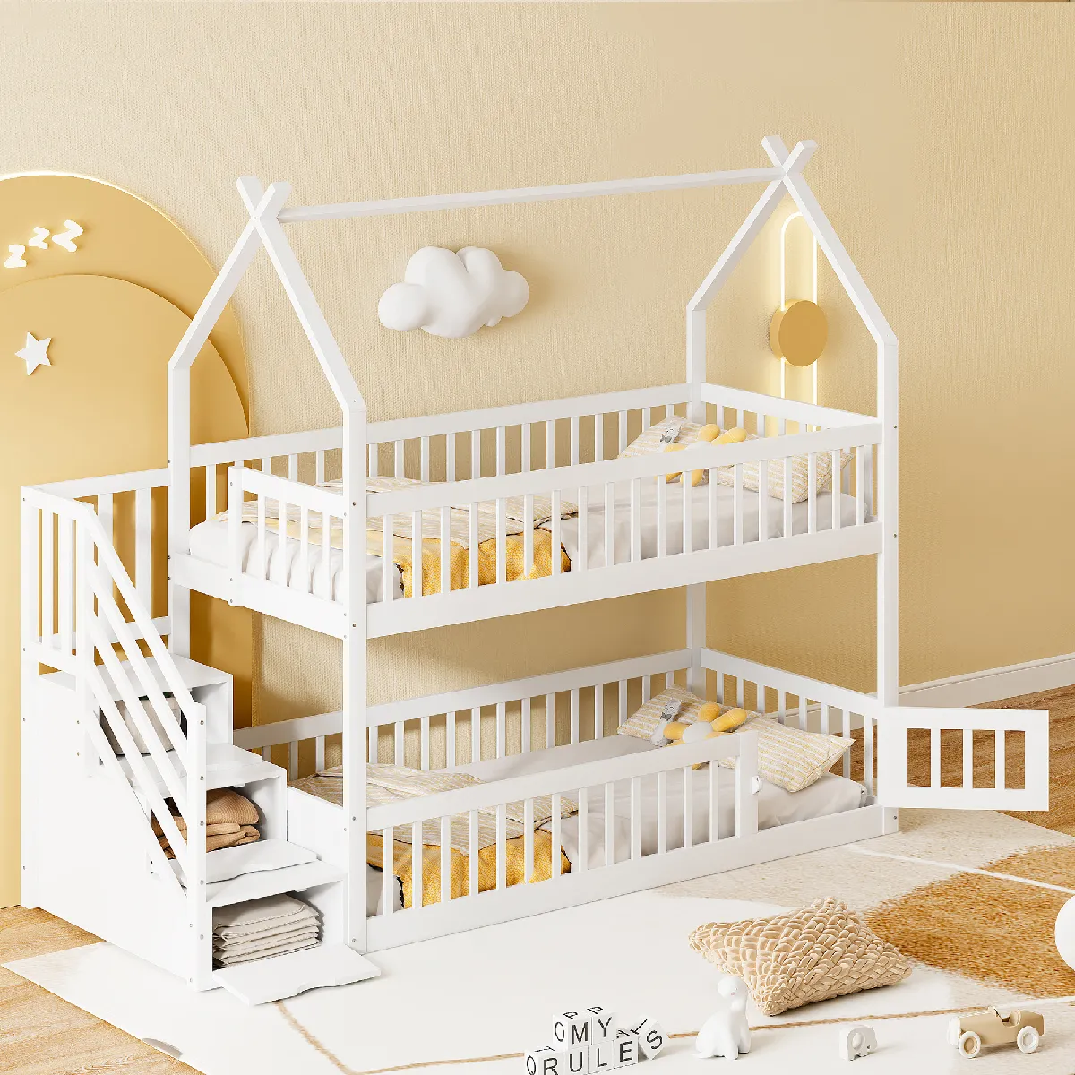 Lit Superposé 90x200 cm - Lit Enfant - Blanc