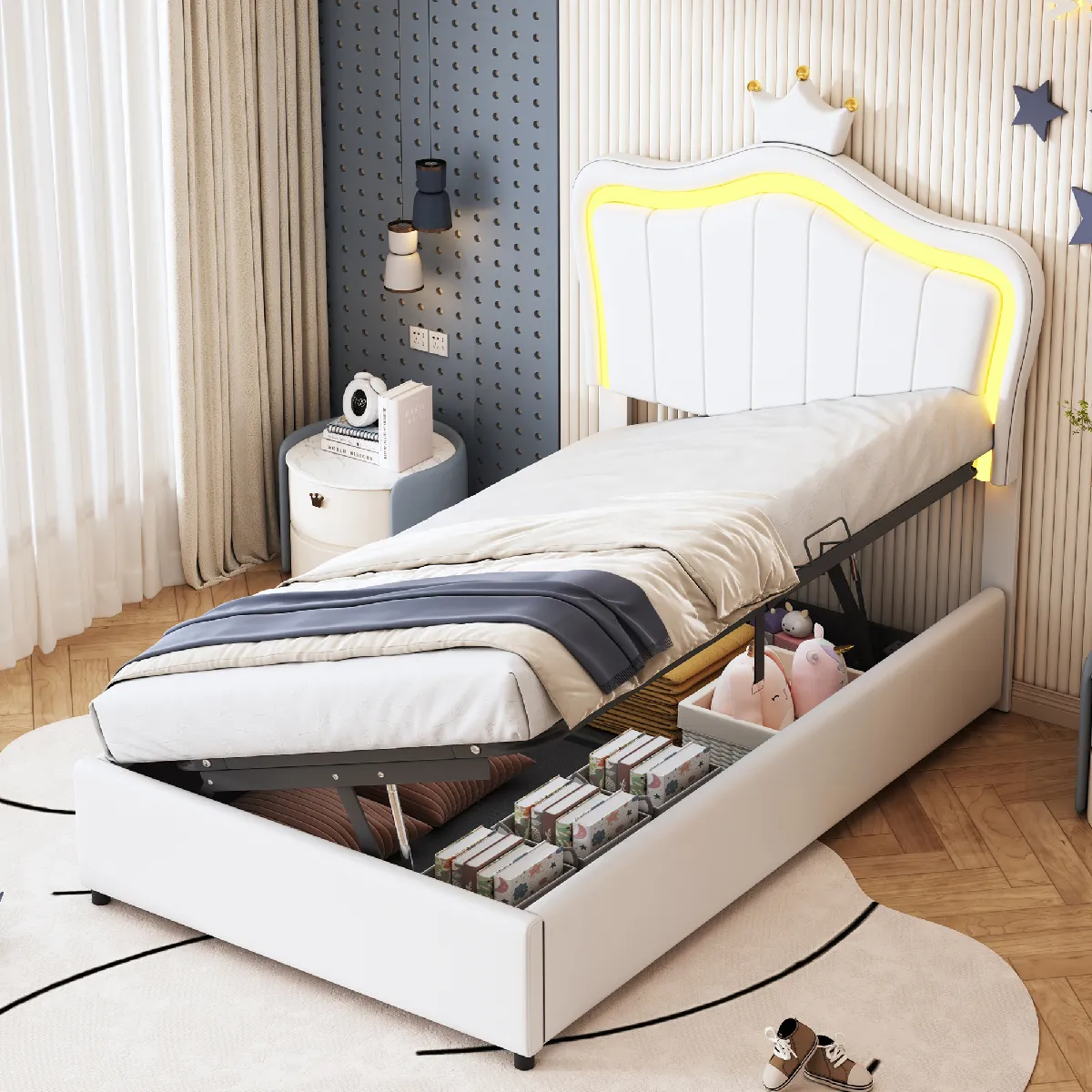 Lit enfant 90x200 cm Sans matelas Design couronne - vue 1