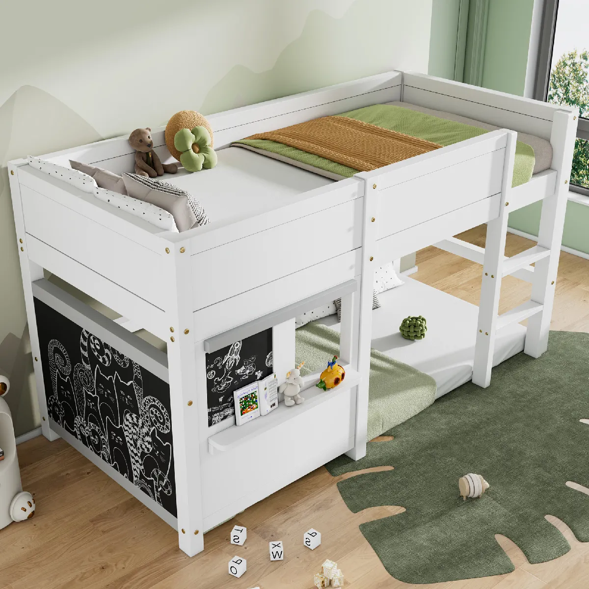 Lit superposé 90x200 cm - Lit enfant - Blanc