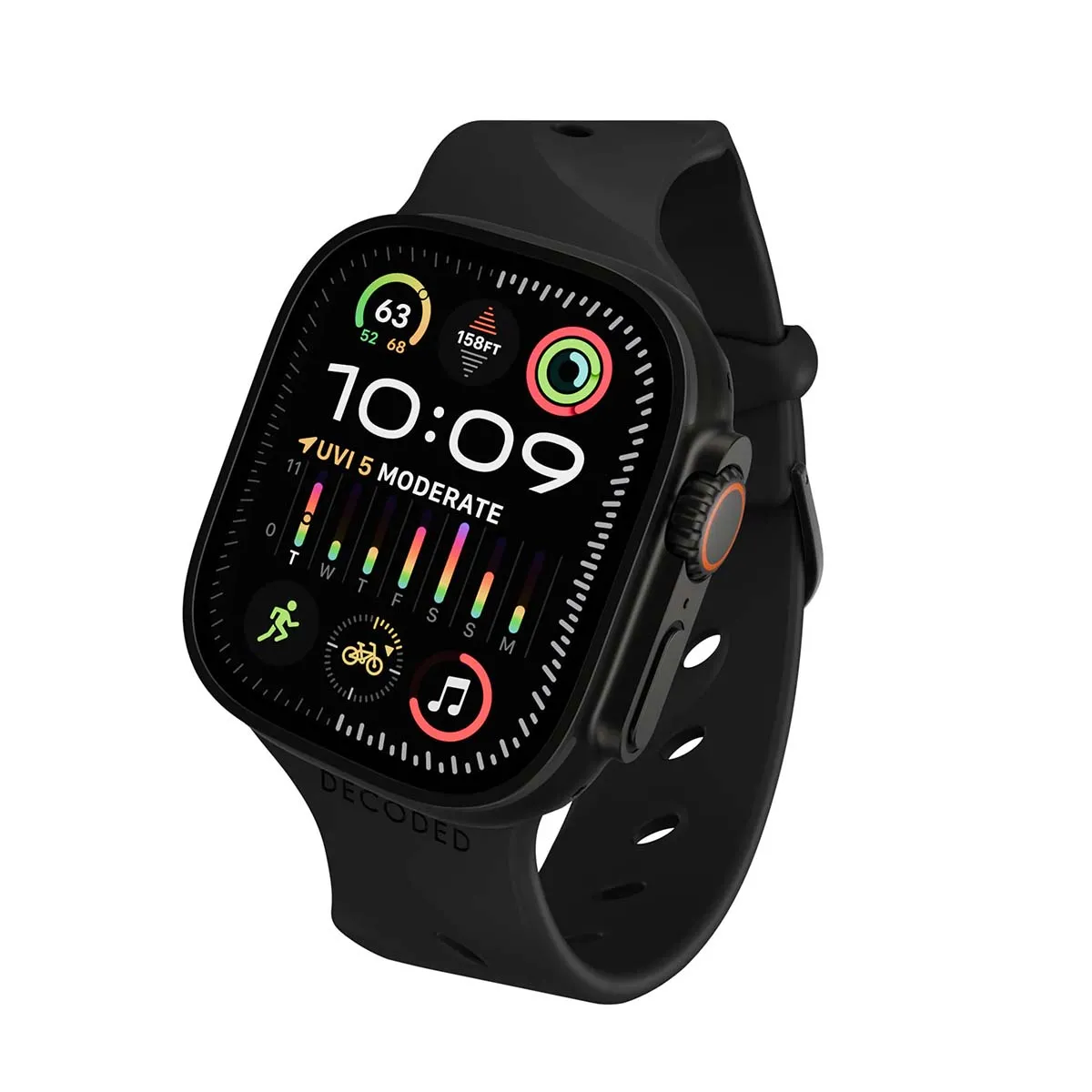 Bracelet en Silicone Ares Splice pour Watch 44 &agrave; 49mm Decoded Noir