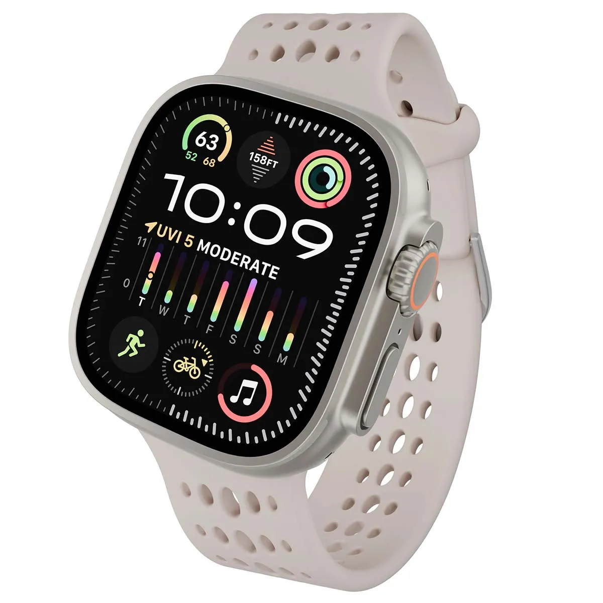 Decoded Bracelet en Silicone Ares O pour Apple Watch 44 &agrave; 49mm Beige