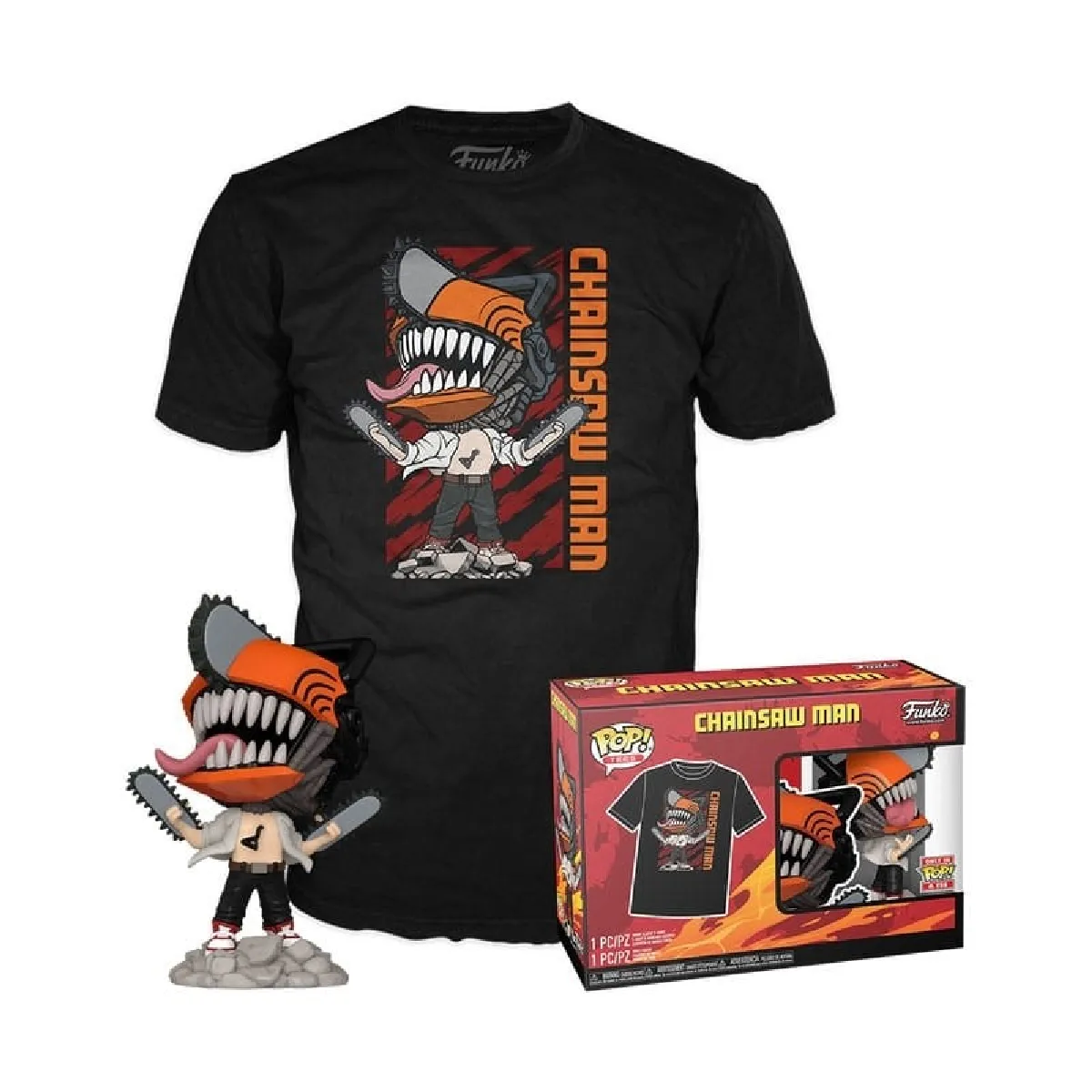 Chainsaw Man Set figurine et T Shirt POP! & Tee Leaping