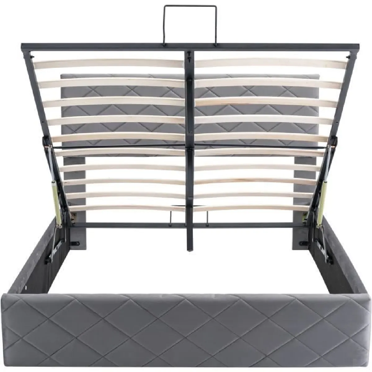 Lit coffre adulte 140 x 200 cm - tissu en flanelle - sommier inclus - tête de lit réglable - scandinave - gris
