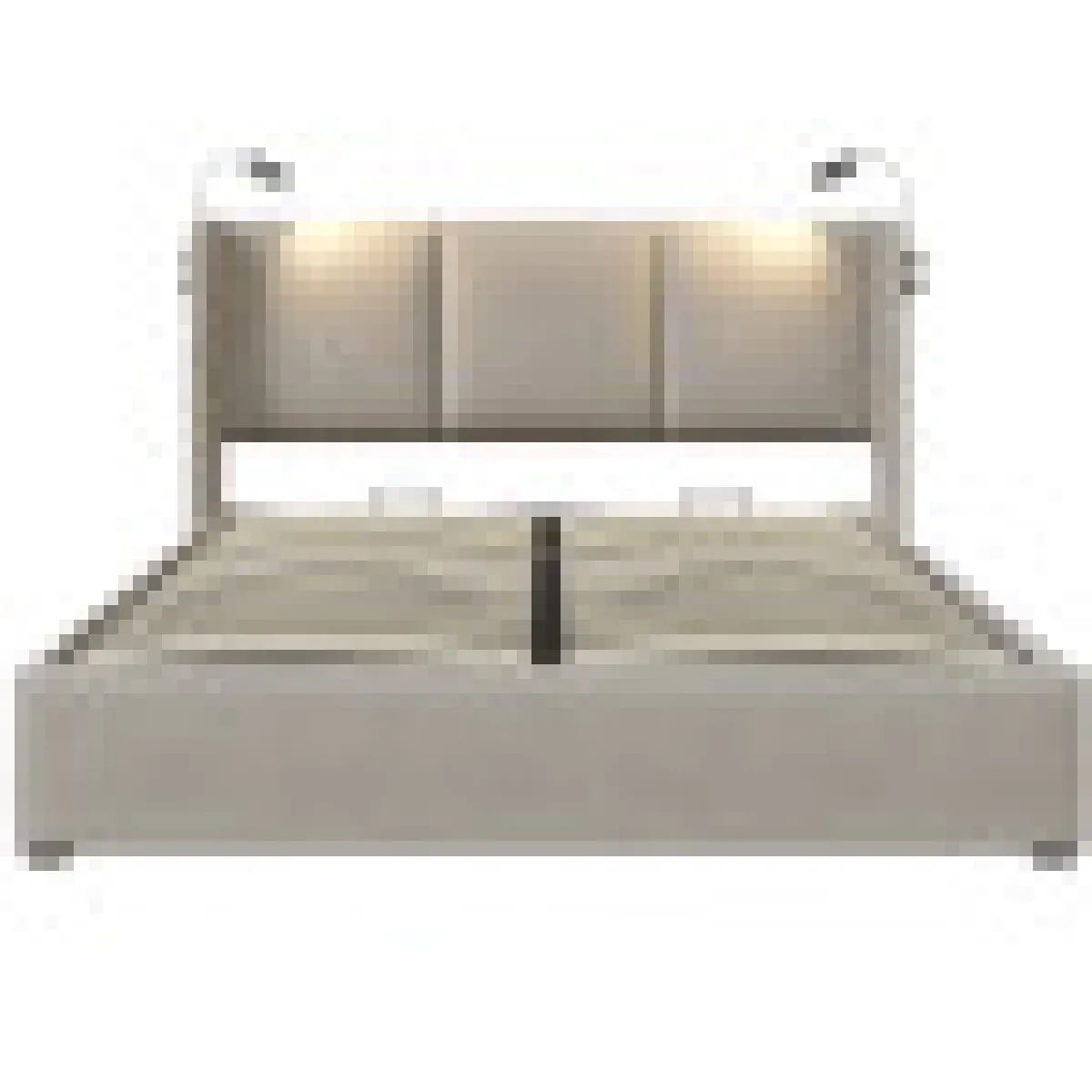 Lit coffre double 140 x 200 cm en lin beige coffre de rangement avec lampe de lecture et usb sommier à lattes sans matelas