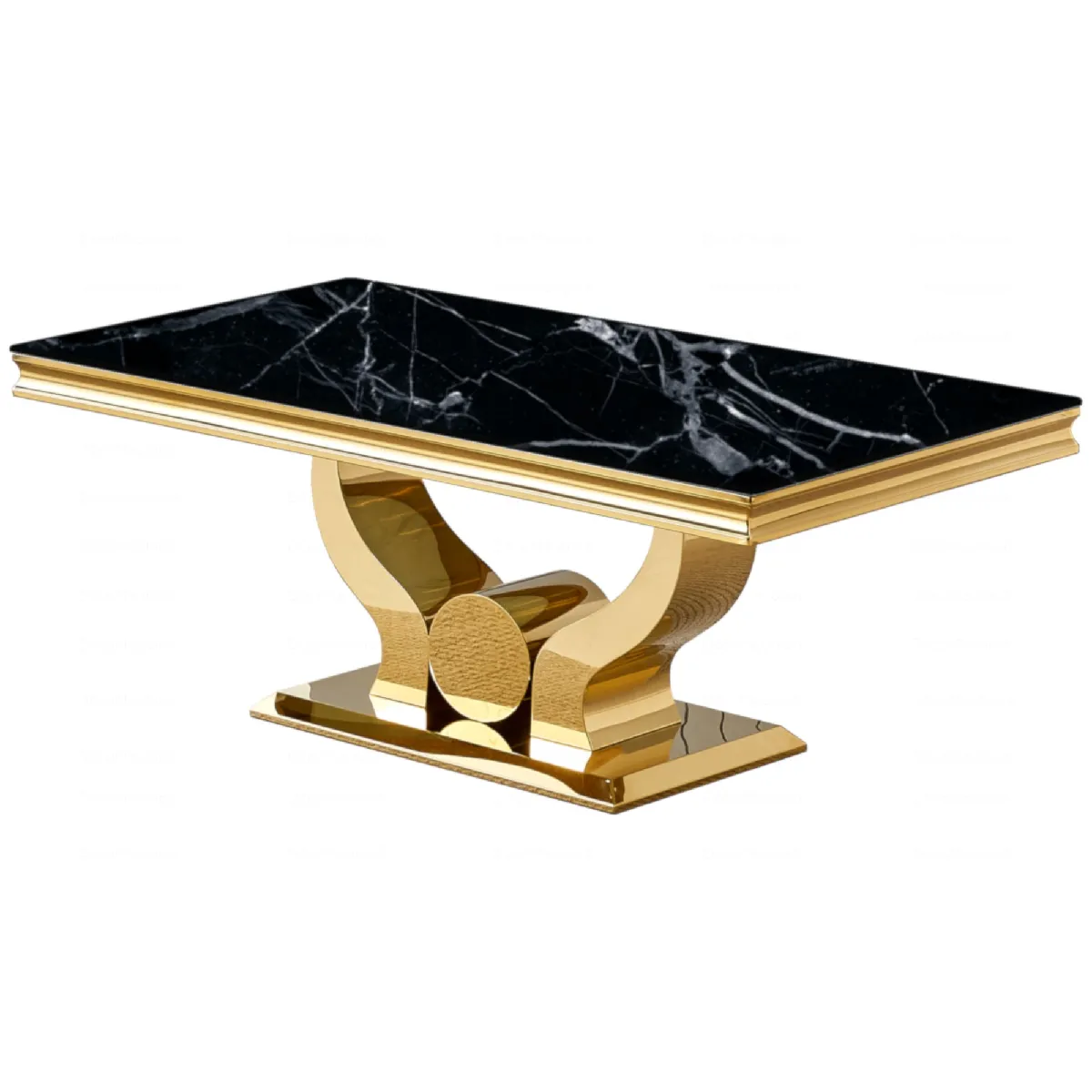 Meilleurs prix pour Table basse Trofy Gold et plateau en verre 120x70 cm