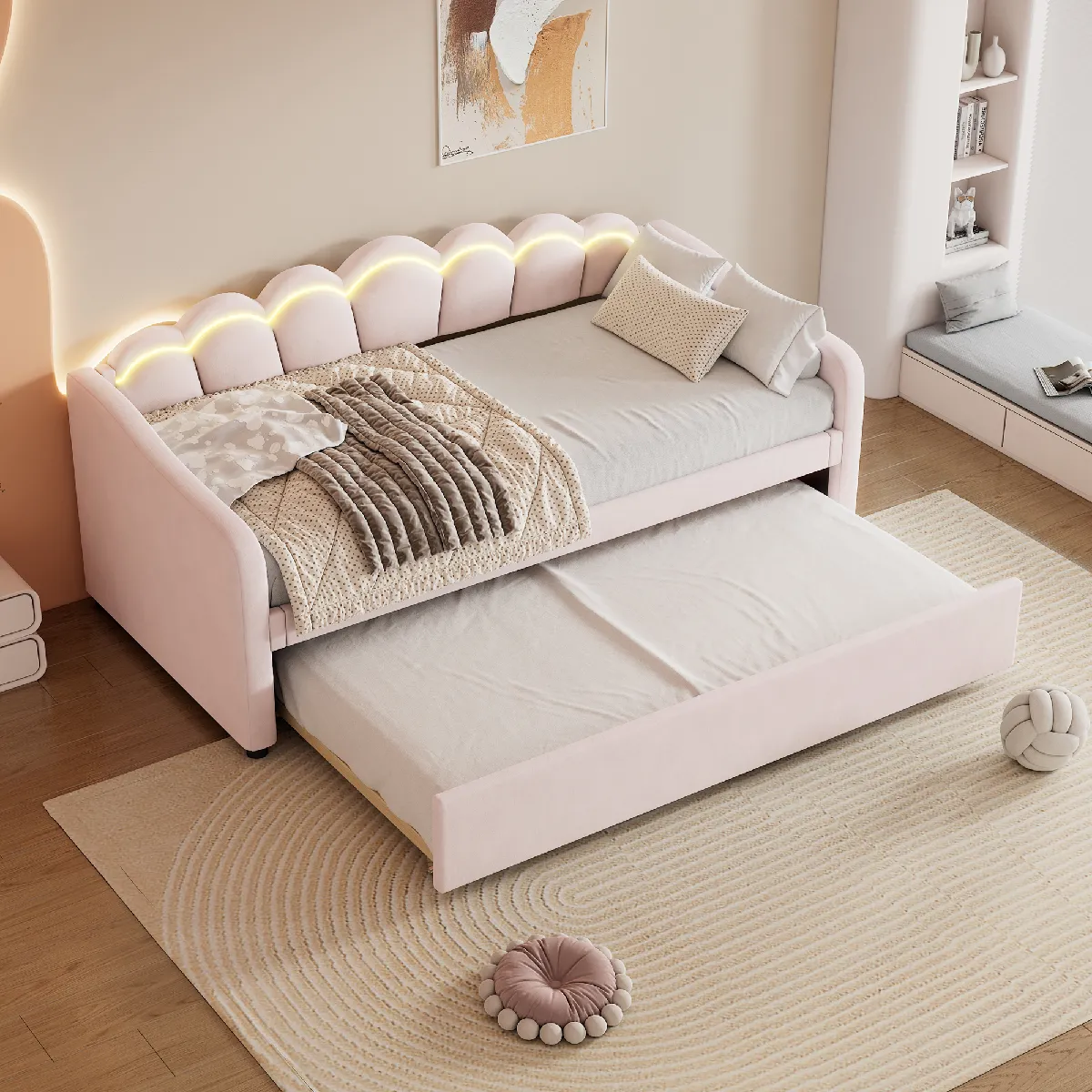 Lit Ado/Adulte 90x200 cm - Lit Gigogne - Rose
