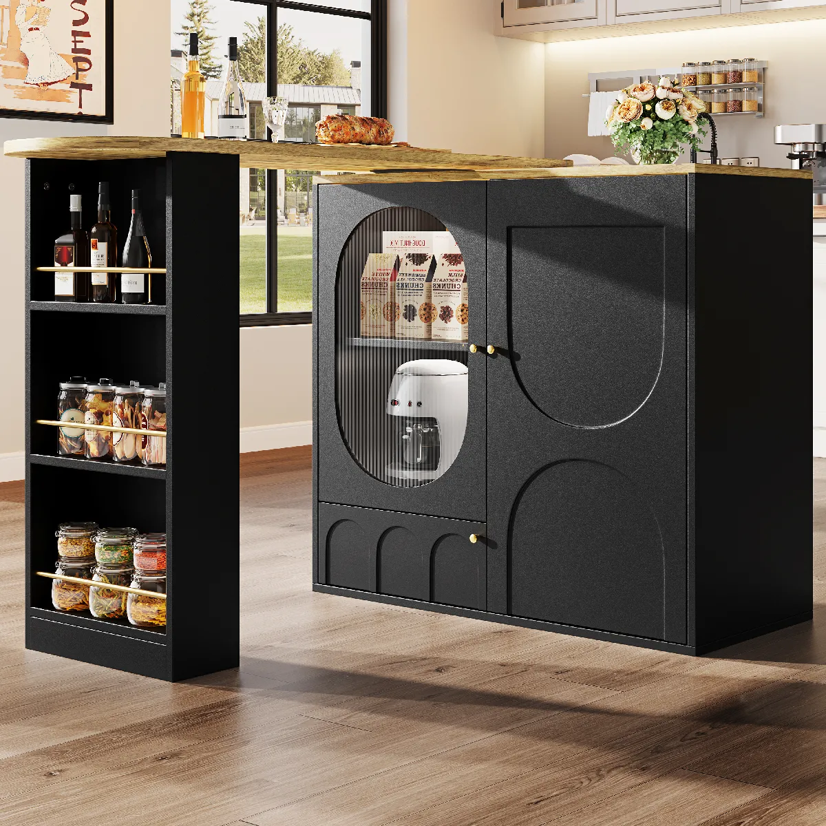 Okwish Buffet bas de cuisine mobile - Noir