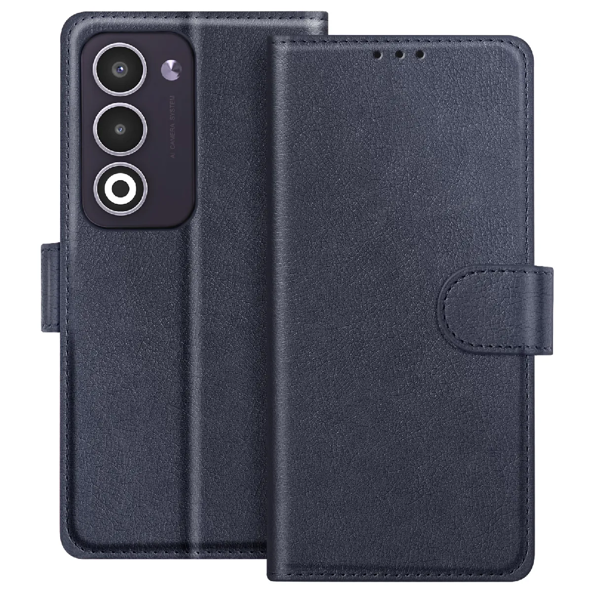 Avizar Bleu Étui Portefeuille Pour Oppo A5 Série Chesterfield Avec Fonction Support Nuit